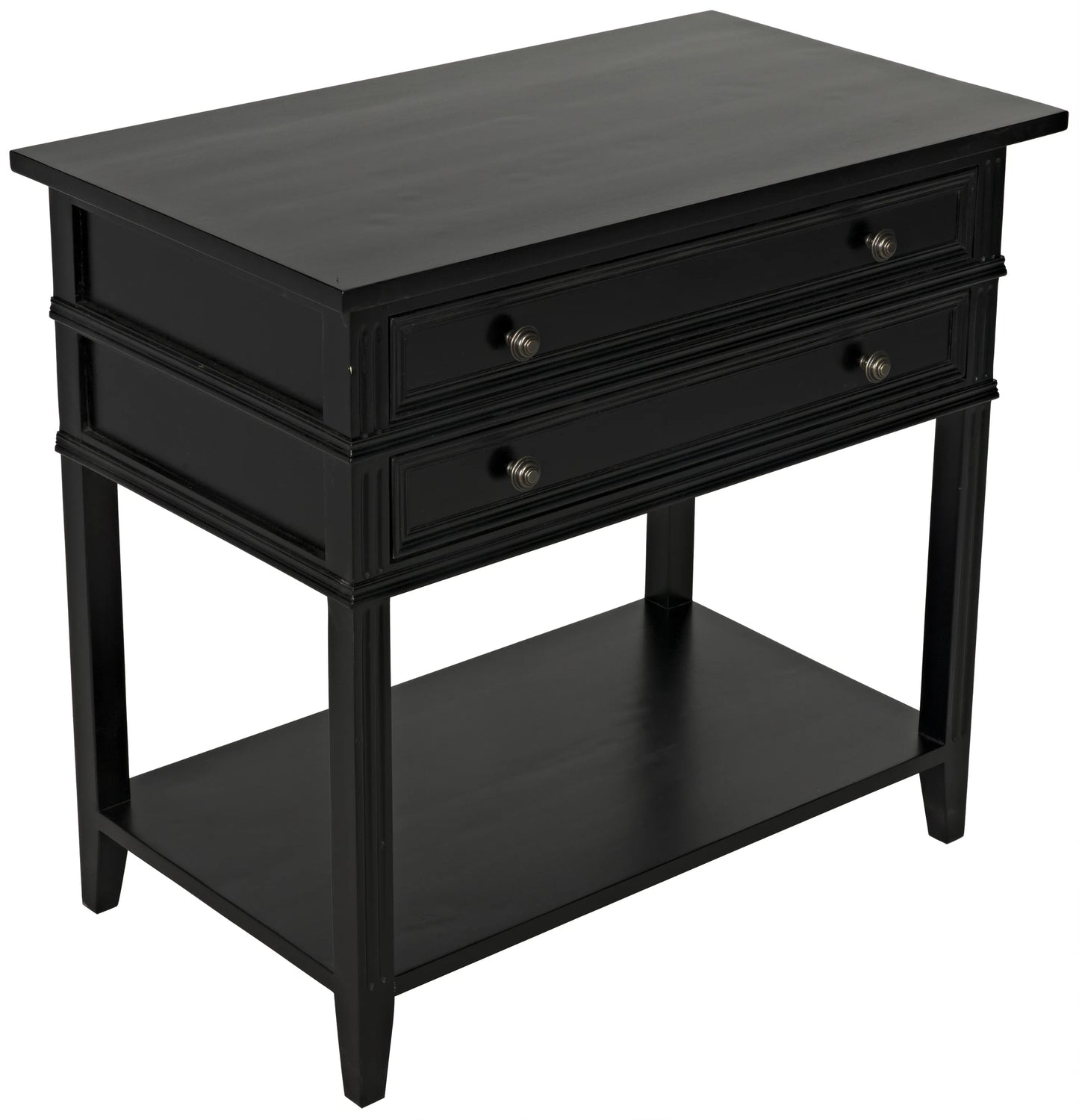 Colonial 2-drawer side table, distressed black