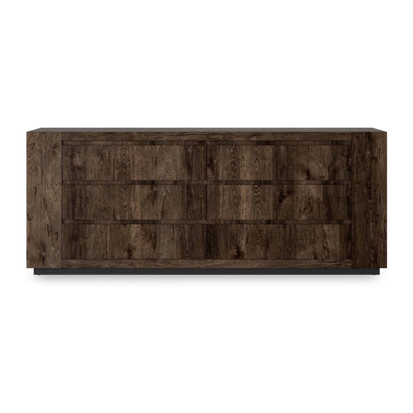 Abaso 6 drawer dresser: ebony rustic wormwood oak