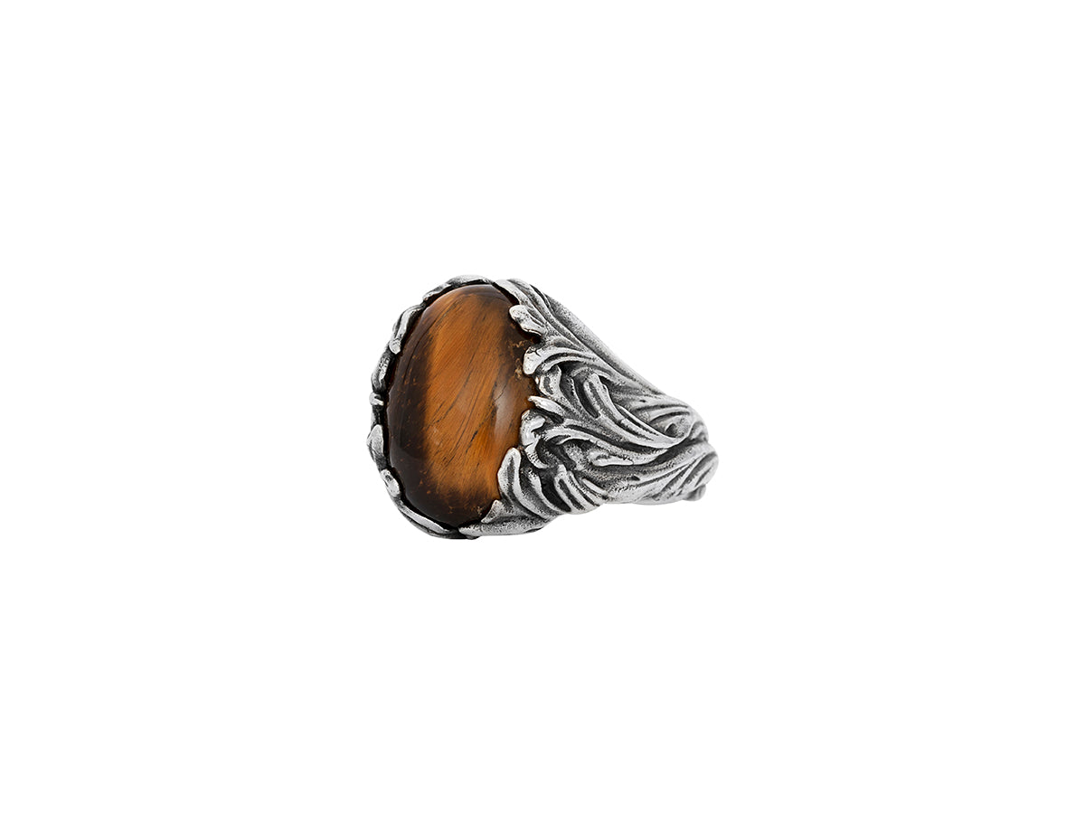 Stone ring in sterling silver, 18x13mm oval, from the gothic collection, with tigers eye