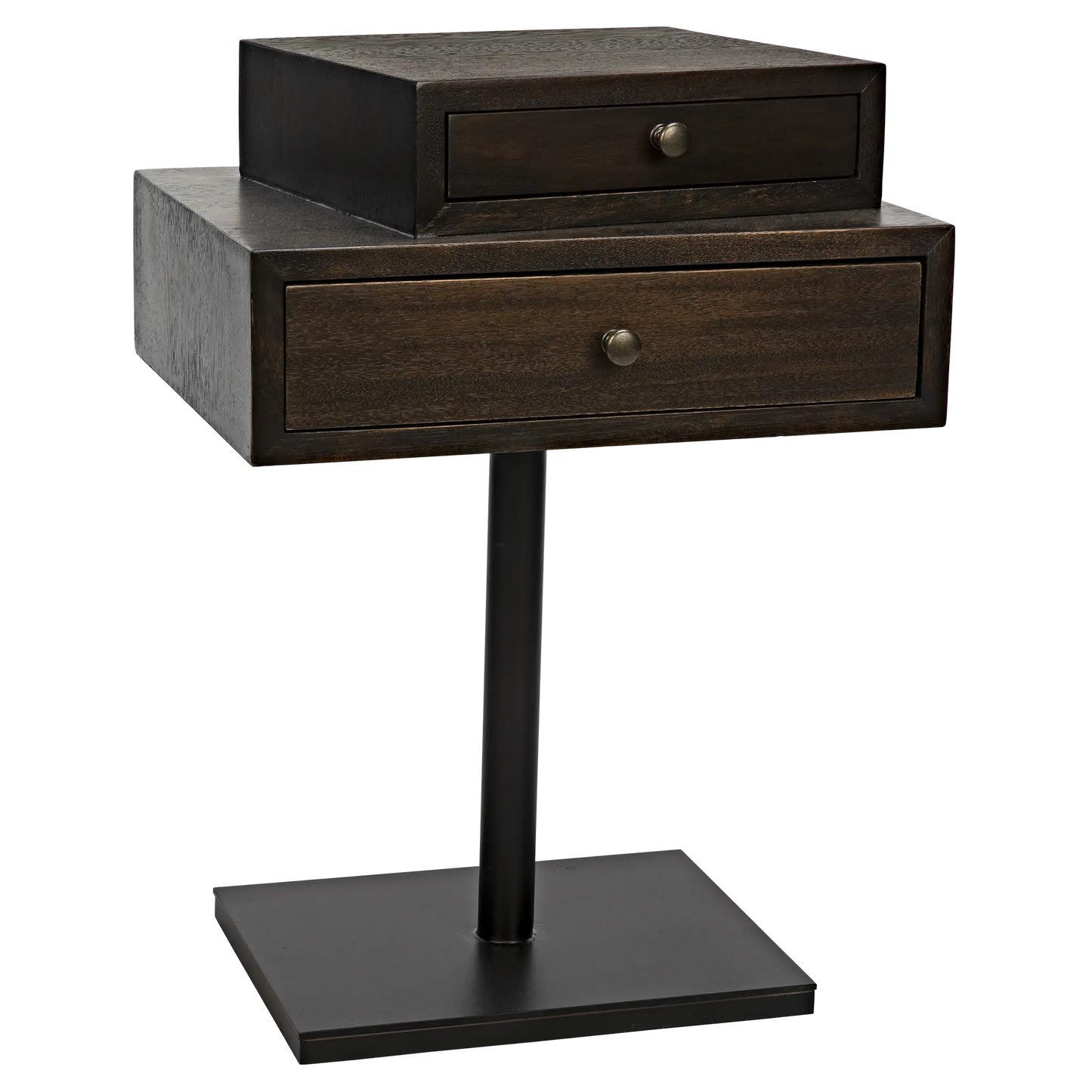 Enola side table, ebony walnut with steel base