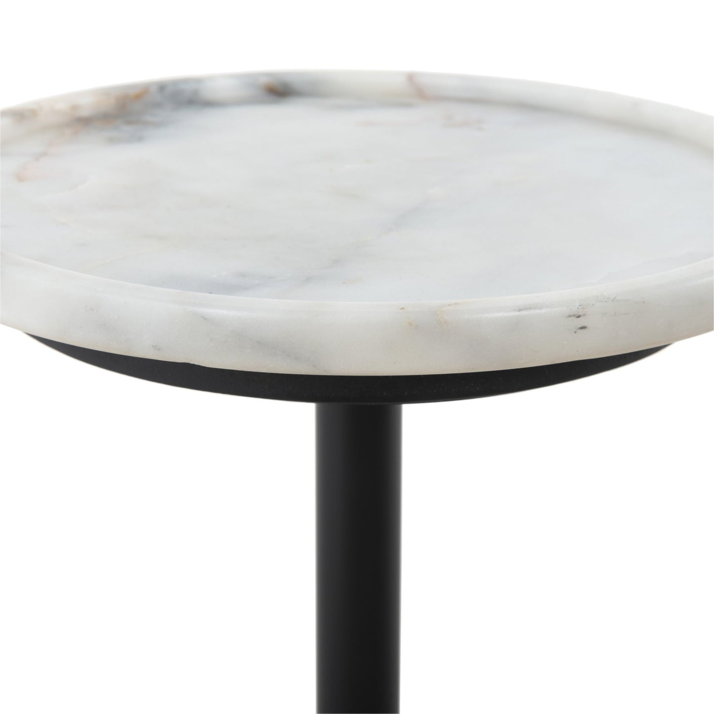 Viola accent table: polished white marble-dark kettle black