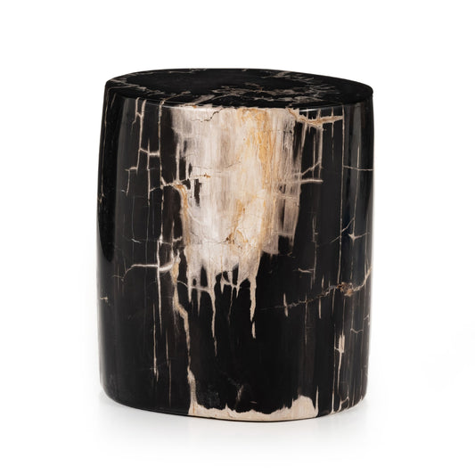 Kos end table-dark petrified wood