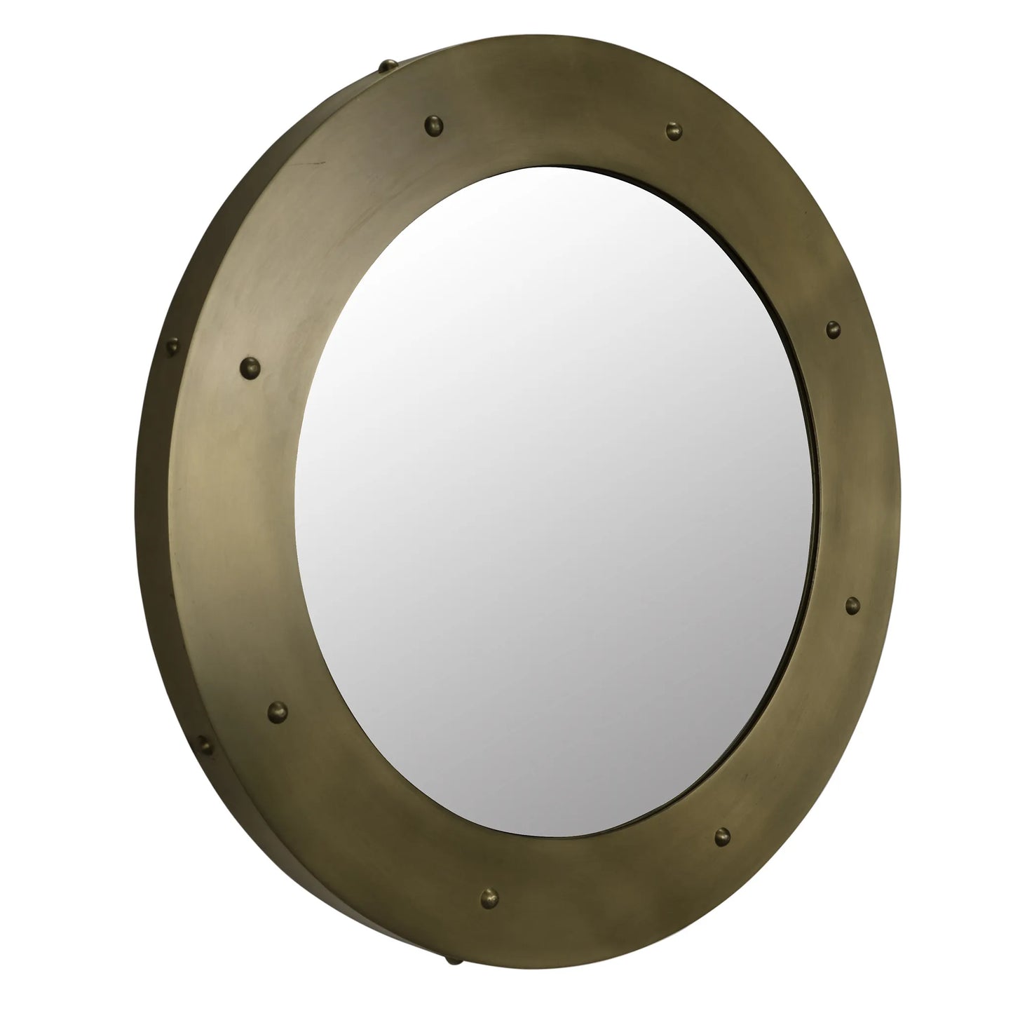 Clay mirror, large, metal with brass finish