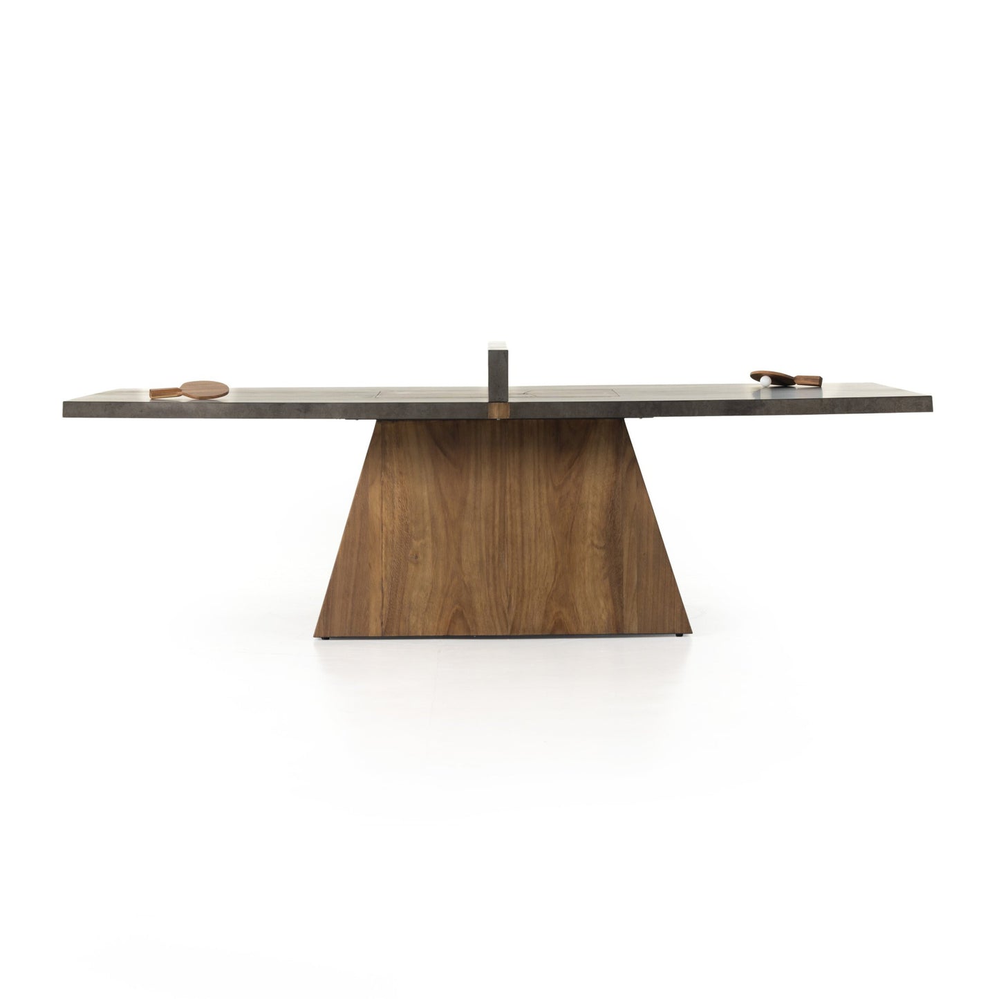Ping pong table: natural brown guanacaste-aged metal-light natural