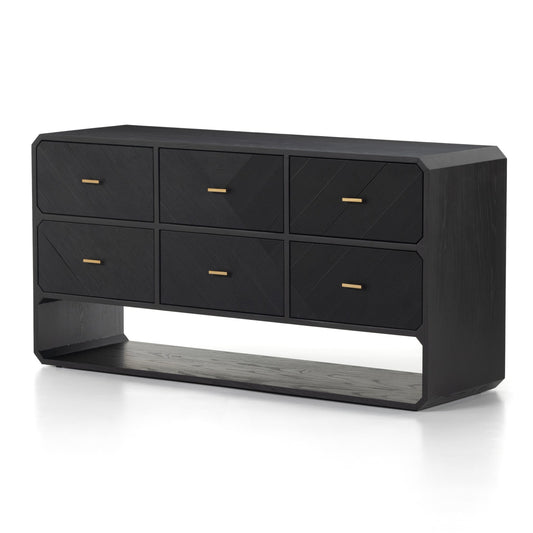 Caspian 6 drawer dresser-black ash