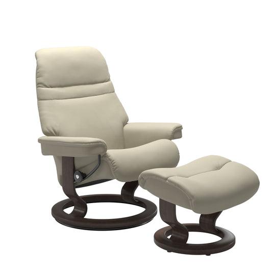 Stressless® sunrise (l) classic base recliner with ottoman