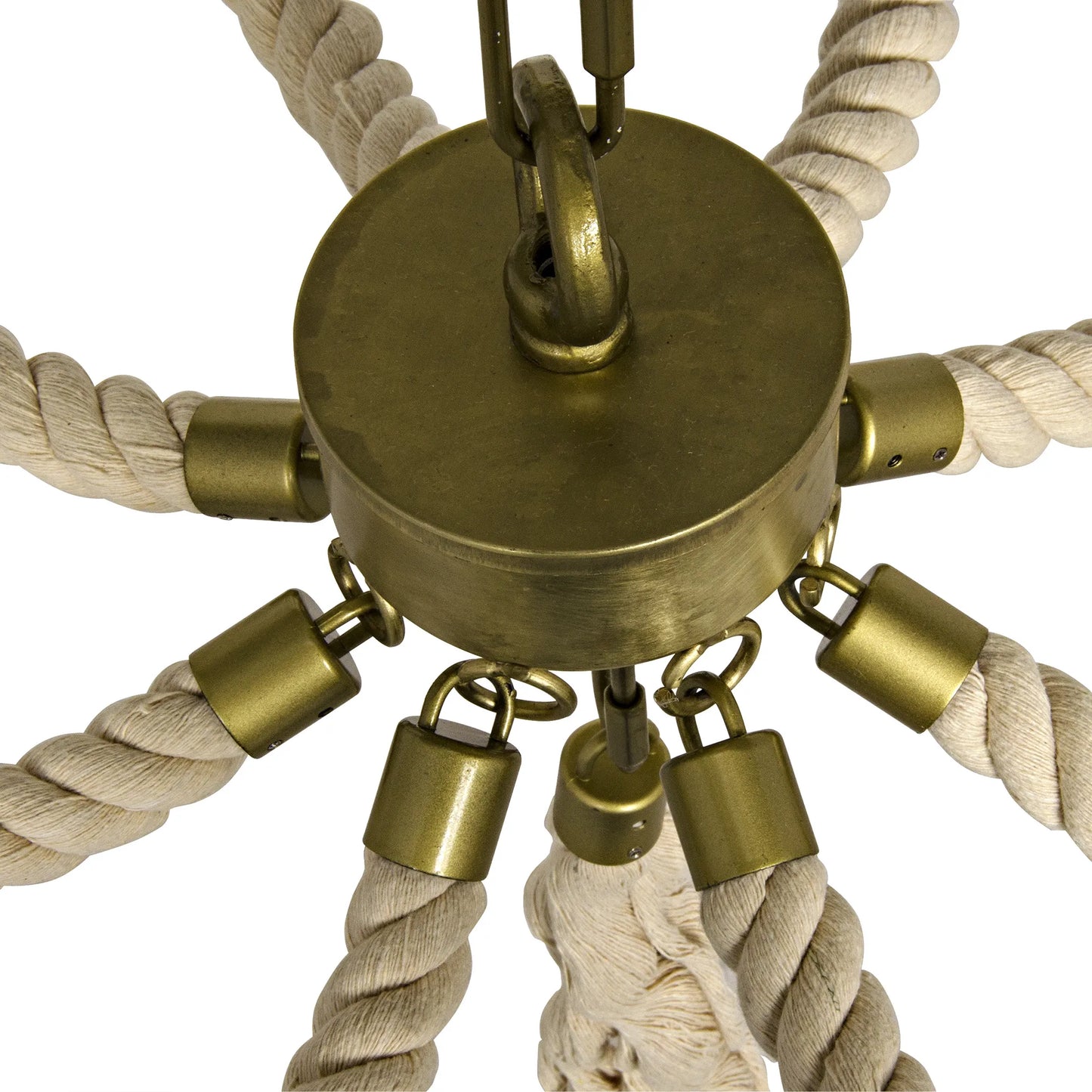 Alec chandelier, antique brass and rope